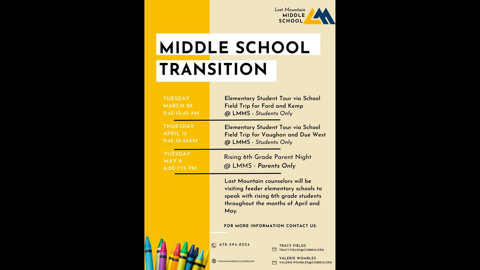 Middle school visits yellow border